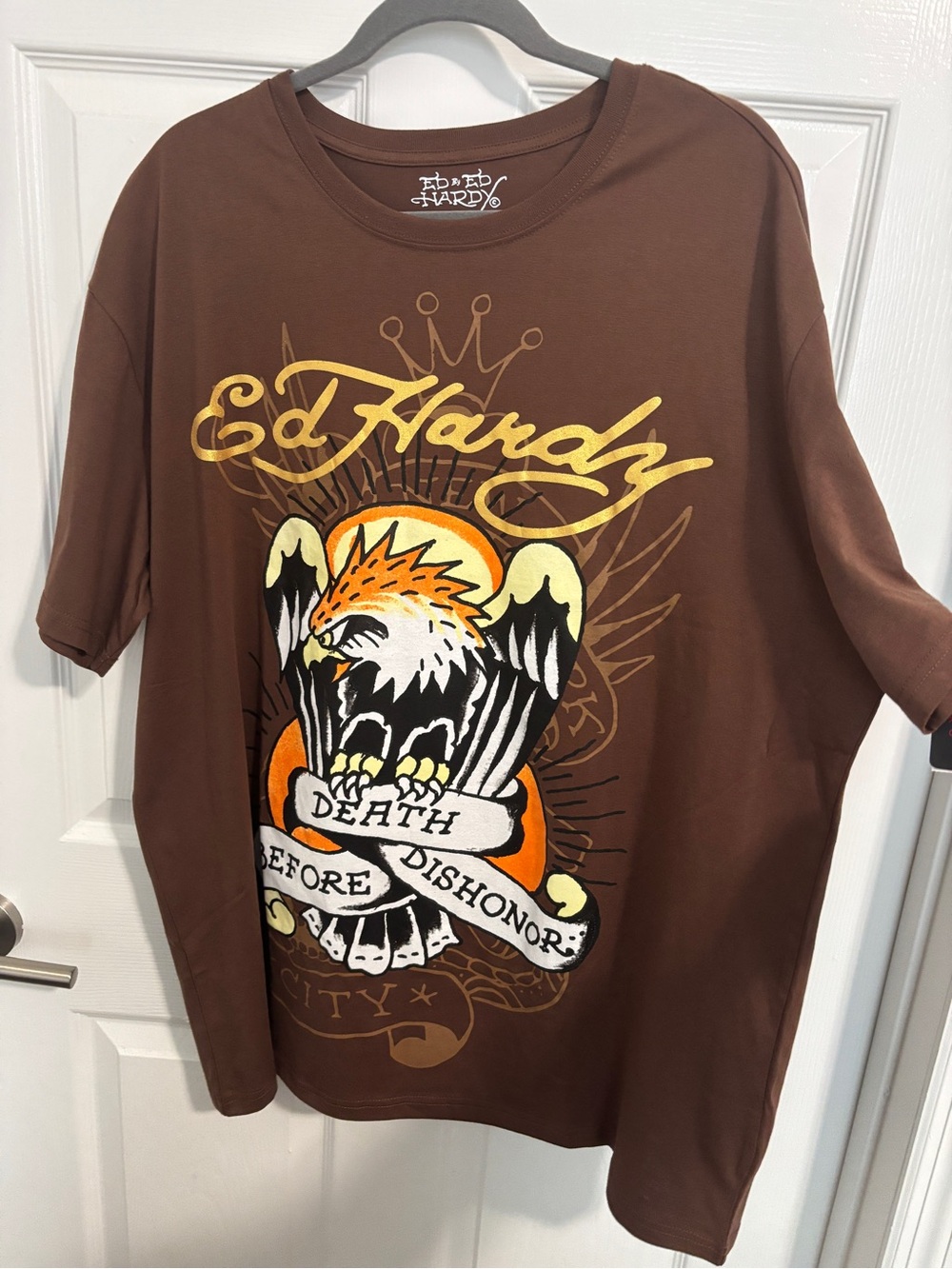 NWT Ed Hardy Men’s 2XL Brown Eagle Death Before Dishonor Graphic T Shirt Y2K
